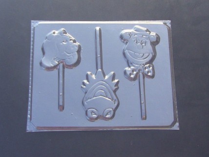 143sp Puppets Frog Pig Bear Chocolate Candy Lollipop Mold